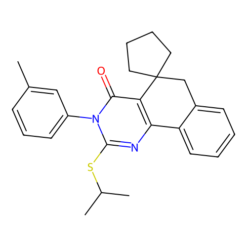 2-(isopropylthio)-3-(m-tolyl)-3H-spiro[benzo[h]quinazoline-5,1'-cyclopentan]-4(6H)-one structure