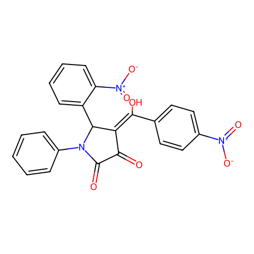 (4E)-4-[hydroxy(4-nitrophenyl)methylidene]-5-(2-nitrophenyl)-1-phenylpyrrolidine-2,3-dione structure