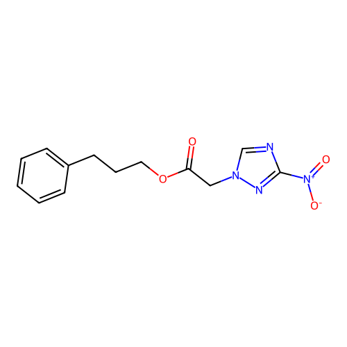 3-phenylpropyl 2-(3-nitro-1H-1,2,4-triazol-1-yl)acetate structure