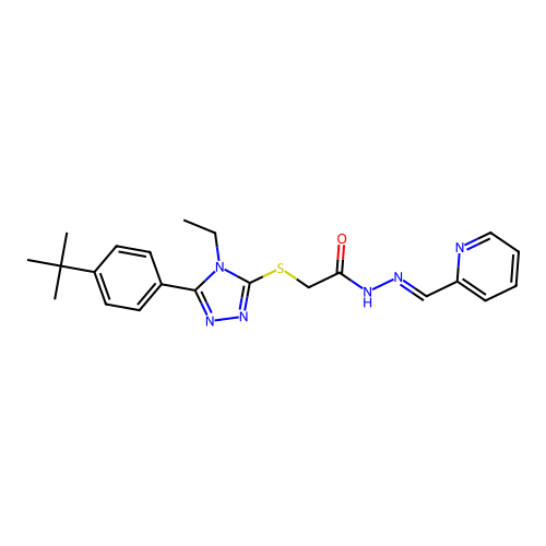 2-{[5-(4-tert-butylphenyl)-4-ethyl-4H-1,2,4-triazol-3-yl]sulfanyl}-N'-[(E)-pyridin-2-ylmethylidene]acetohydrazide structure