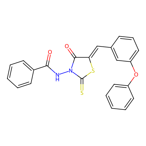 N-[(5Z)-4-oxo-5-(3-phenoxybenzylidene)-2-thioxo-1,3-thiazolidin-3-yl]benzamide structure