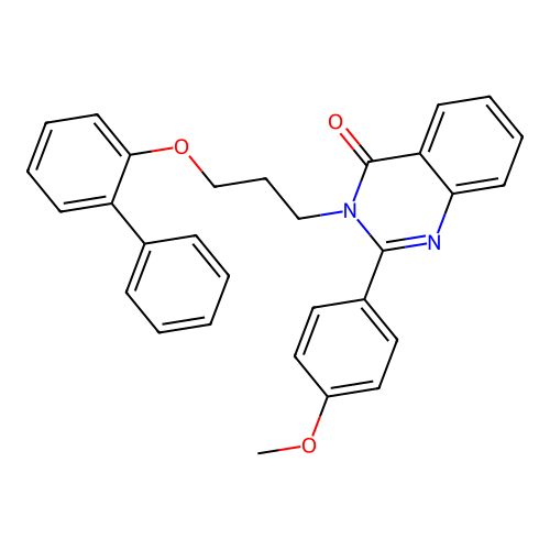 3-[3-(biphenyl-2-yloxy)propyl]-2-(4-methoxyphenyl)quinazolin-4(3H)-one structure