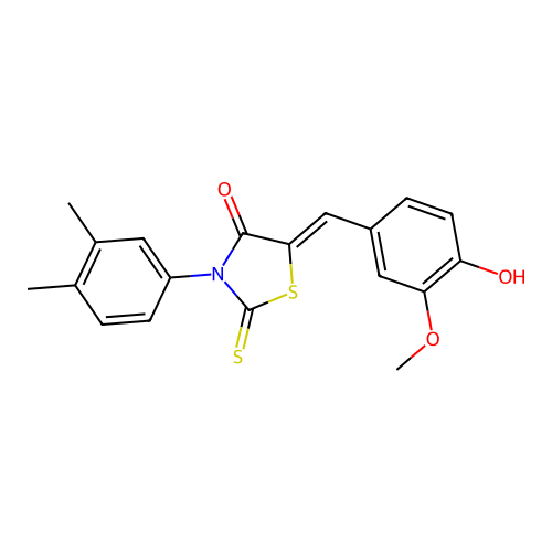 (Z)-3-(3,4-dimethylphenyl)-5-(4-hydroxy-3-methoxybenzylidene)-2-thioxothiazolidin-4-one structure