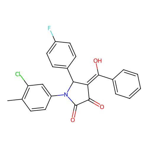 (4E)-1-(3-chloro-4-methylphenyl)-5-(4-fluorophenyl)-4-[hydroxy(phenyl)methylidene]pyrrolidine-2,3-dione structure