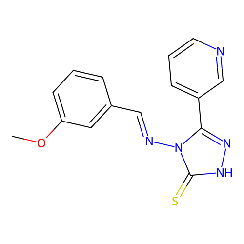 (E)-4-((3-methoxybenzylidene)amino)-5-(pyridin-3-yl)-4H-1,2,4-triazole-3-thiol structure
