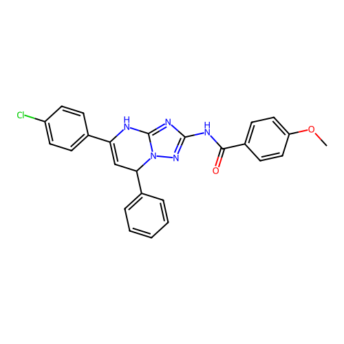 N-(5-(4-chlorophenyl)-7-phenyl-4,7-dihydro-[1,2,4]triazolo[1,5-a]pyrimidin-2-yl)-4-methoxybenzamide structure