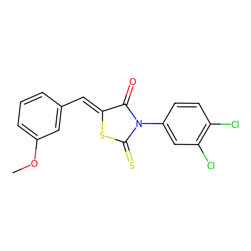 (Z)-3-(3,4-dichlorophenyl)-5-(3-methoxybenzylidene)-2-thioxothiazolidin-4-one structure
