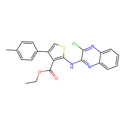 Ethyl 2-[(3-chloroquinoxalin-2-yl)amino]-4-(4-methylphenyl)thiophene-3-carboxylate structure