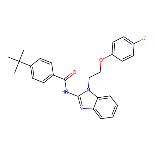 4-tert-butyl-N-{1-[2-(4-chlorophenoxy)ethyl]-1H-benzimidazol-2-yl}benzamide structure
