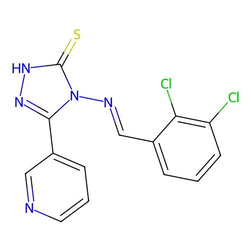 4-[(E)-(2,3-dichlorophenyl)methylideneamino]-3-pyridin-3-yl-1H-1,2,4-triazole-5-thione structure