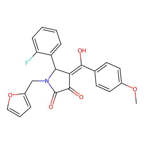 (4E)-5-(2-fluorophenyl)-1-(furan-2-ylmethyl)-4-[hydroxy(4-methoxyphenyl)methylidene]pyrrolidine-2,3-dione structure