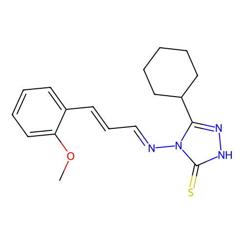 5-CYCLOHEXYL-4-((3-(2-MEO-PH)-2-PROPENYLIDENE)AMINO)-4H-1,2,4-TRIAZOLE-3-THIOL structure