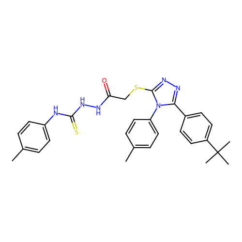 1-[[2-[[5-(4-tert-butylphenyl)-4-(4-methylphenyl)-1,2,4-triazol-3-yl]sulfanyl]acetyl]amino]-3-(4-methylphenyl)thiourea structure