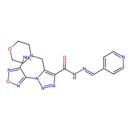 (E)-1-(4-amino-1,2,5-oxadiazol-3-yl)-5-(morpholinomethyl)-N'-(pyridin-4-ylmethylene)-1H-1,2,3-triazole-4-carbohydrazide structure