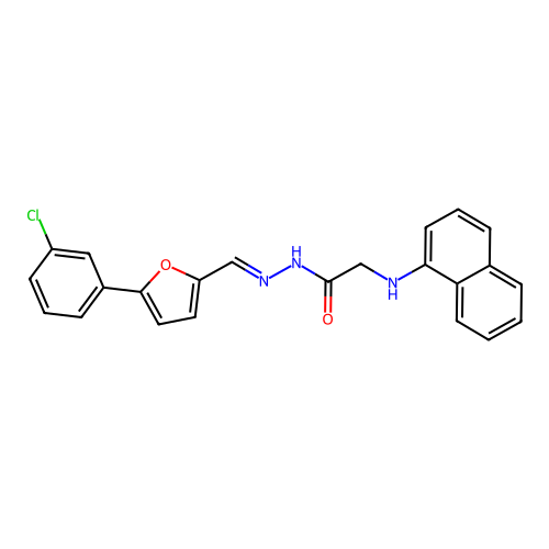 N'-{(E)-[5-(3-chlorophenyl)furan-2-yl]methylidene}-2-(naphthalen-1-ylamino)acetohydrazide (non-preferred name) structure