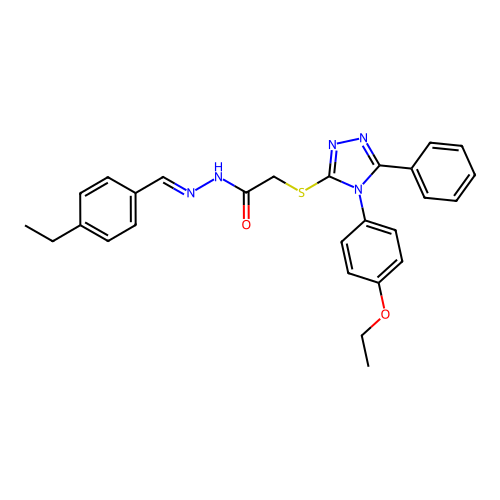 2-{[4-(4-ethoxyphenyl)-5-phenyl-4H-1,2,4-triazol-3-yl]sulfanyl}-N'-[(E)-(4-ethylphenyl)methylidene]acetohydrazide structure
