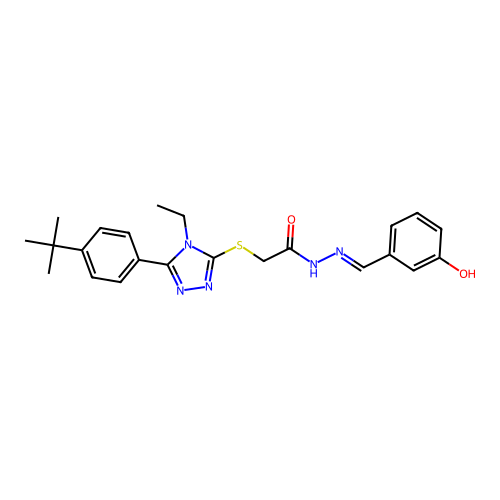 2-{[5-(4-tert-butylphenyl)-4-ethyl-4H-1,2,4-triazol-3-yl]sulfanyl}-N'-[(E)-(3-hydroxyphenyl)methylidene]acetohydrazide structure