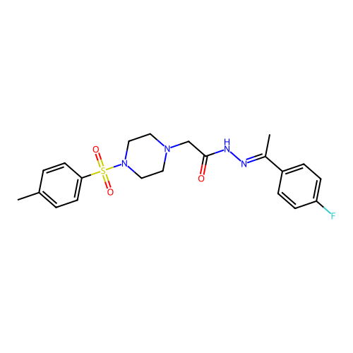 N'-[(1E)-1-(4-fluorophenyl)ethylidene]-2-{4-[(4-methylphenyl)sulfonyl]piperazin-1-yl}acetohydrazide structure