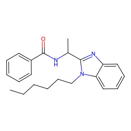 N-[1-(1-hexyl-1H-benzimidazol-2-yl)ethyl]benzamide structure