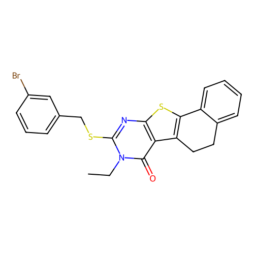9-((3-bromobenzyl)thio)-8-ethyl-5,6-dihydronaphtho[2',1':4,5]thieno[2,3-d]pyrimidin-7(8H)-one structure