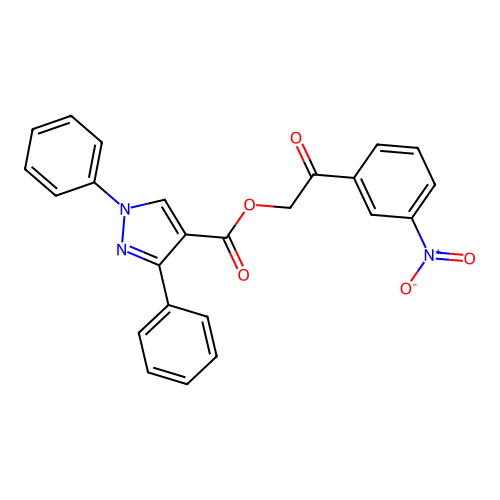 2-(3-nitrophenyl)-2-oxoethyl 1,3-diphenyl-1H-pyrazole-4-carboxylate structure