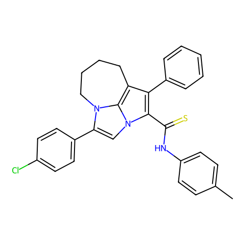 4-(4-chlorophenyl)-1-phenyl-N-(p-tolyl)-5,6,7,8-tetrahydro-2a,4a-diazacyclopenta[cd]azulene-2-carbothioamide structure