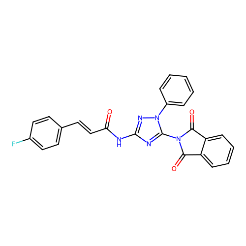 (2E)-N-[5-(1,3-dioxo-1,3-dihydro-2H-isoindol-2-yl)-1-phenyl-1H-1,2,4-triazol-3-yl]-3-(4-fluorophenyl)prop-2-enamide structure
