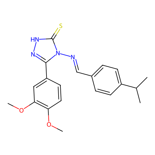 (E)-5-(3,4-dimethoxyphenyl)-4-((4-isopropylbenzylidene)amino)-4H-1,2,4-triazole-3-thiol structure