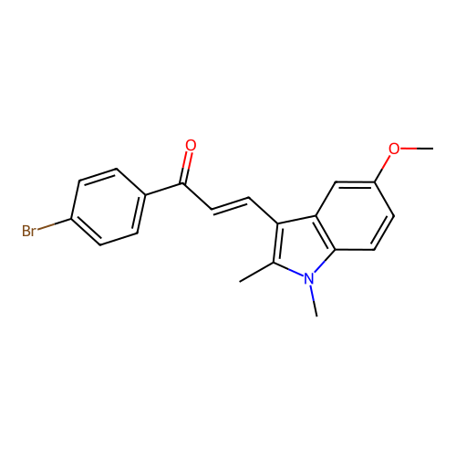 (2E)-1-(4-bromophenyl)-3-(5-methoxy-1,2-dimethyl-1H-indol-3-yl)prop-2-en-1-one structure