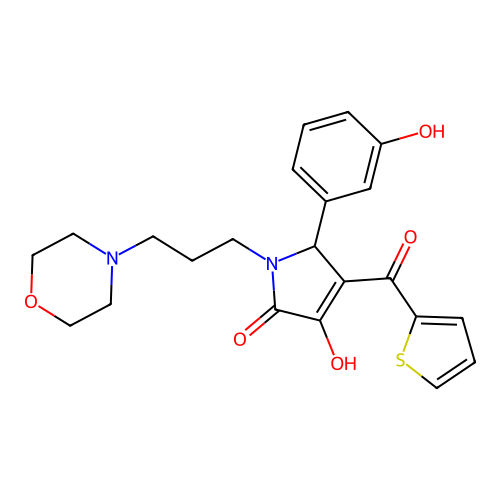 3-hydroxy-5-(3-hydroxyphenyl)-1-(3-morpholin-4-ylpropyl)-4-(thiophene-2-carbonyl)-5H-pyrrol-2-one structure