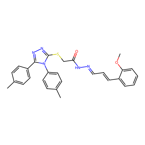 2-{[4,5-bis(4-methylphenyl)-4H-1,2,4-triazol-3-yl]sulfanyl}-N'-[(1E,2E)-3-(2-methoxyphenyl)prop-2-en-1-ylidene]acetohydrazide structure