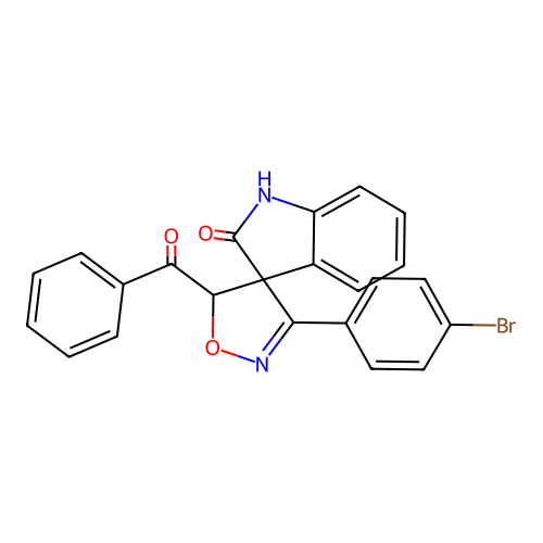 3'-(4-bromophenyl)-5'-(phenylcarbonyl)spiro[indole-3,4'-[1,2]oxazol]-2(1H)-one structure