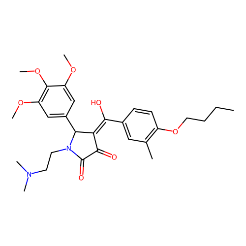 (4E)-4-[(4-butoxy-3-methylphenyl)-hydroxymethylidene]-1-(2-dimethylaminoethyl)-5-(3,4,5-trimethoxyphenyl)pyrrolidine-2,3-dione structure