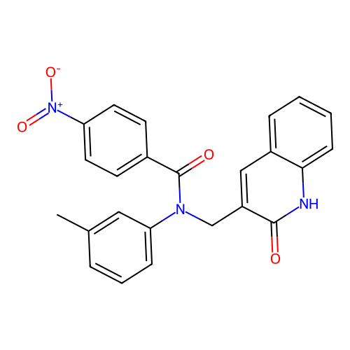 N-(3-methylphenyl)-4-nitro-N-[(2-oxo-1H-quinolin-3-yl)methyl]benzamide structure