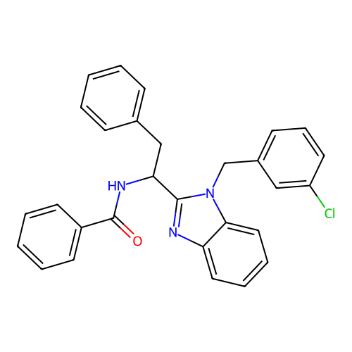 N-{1-[1-(3-chlorobenzyl)-1H-benzimidazol-2-yl]-2-phenylethyl}benzamide structure