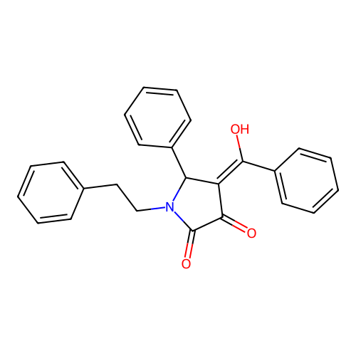 (4E)-4-[hydroxy(phenyl)methylidene]-1-phenethyl-5-phenylpyrrolidine-2,3-dione structure