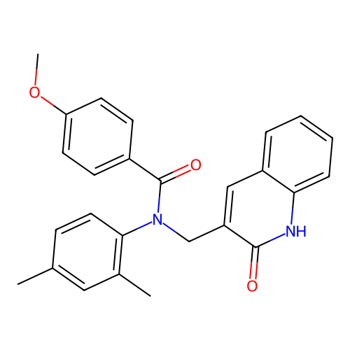 N-(2,4-dimethylphenyl)-4-methoxy-N-[(2-oxo-1H-quinolin-3-yl)methyl]benzamide structure
