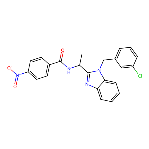 N-{1-[1-(3-chlorobenzyl)-1H-benzimidazol-2-yl]ethyl}-4-nitrobenzamide structure
