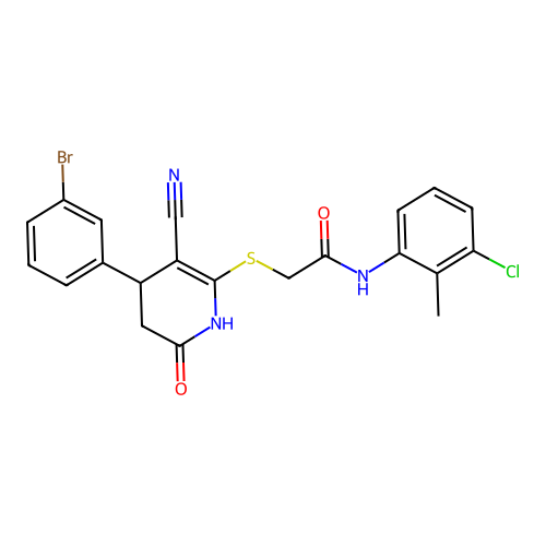 2-{[4-(3-bromophenyl)-3-cyano-6-oxo-1,4,5,6-tetrahydropyridin-2-yl]sulfanyl}-N-(3-chloro-2-methylphenyl)acetamide structure