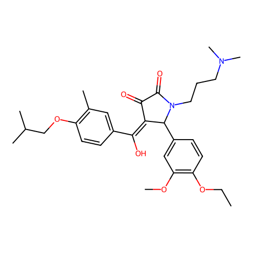 (4E)-1-[3-(dimethylamino)propyl]-5-(4-ethoxy-3-methoxyphenyl)-4-[hydroxy-[3-methyl-4-(2-methylpropoxy)phenyl]methylidene]pyrrolidine-2,3-dione structure
