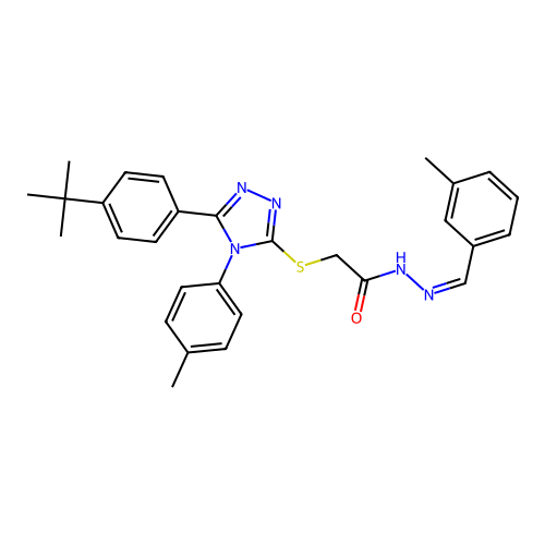 2-{[5-(4-tert-butylphenyl)-4-(4-methylphenyl)-4H-1,2,4-triazol-3-yl]sulfanyl}-N'-[(Z)-(3-methylphenyl)methylidene]acetohydrazide structure