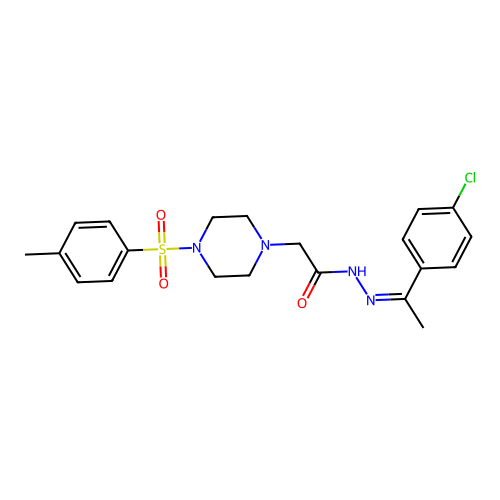 N'-[(1Z)-1-(4-chlorophenyl)ethylidene]-2-{4-[(4-methylphenyl)sulfonyl]piperazin-1-yl}acetohydrazide structure