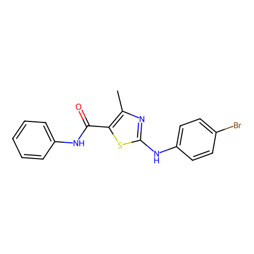 (2E)-2-[(4-bromophenyl)imino]-4-methyl-N-phenyl-2,3-dihydro-1,3-thiazole-5-carboxamide structure