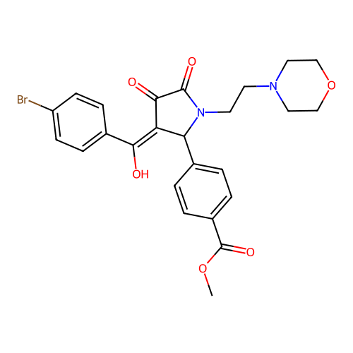 methyl 4-[(3E)-3-[(4-bromophenyl)-hydroxymethylidene]-1-(2-morpholin-4-ylethyl)-4,5-dioxopyrrolidin-2-yl]benzoate structure