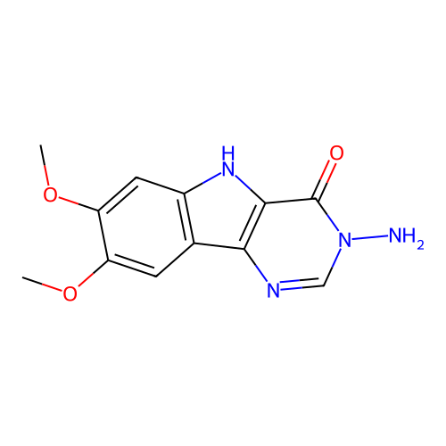 3-amino-7,8-dimethoxy-3,5-dihydro-4H-pyrimido[5,4-b]indol-4-one structure