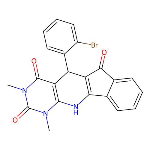 5-(2-bromophenyl)-1,3-dimethyl-5,11-dihydro-1H-indeno[2',1':5,6]pyrido[2,3-d]pyrimidine-2,4,6(3H)-trione structure