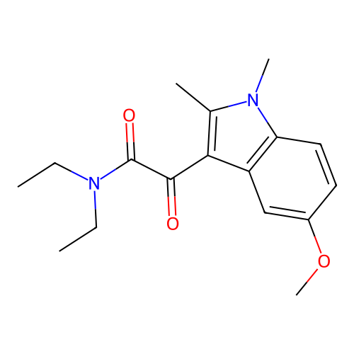 N,N-diethyl-2-(5-methoxy-1,2-dimethyl-1H-indol-3-yl)-2-oxoacetamide structure