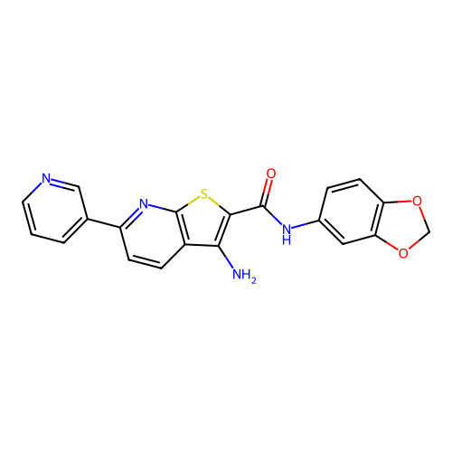 3-amino-N-(1,3-benzodioxol-5-yl)-6-(pyridin-3-yl)thieno[2,3-b]pyridine-2-carboxamide structure