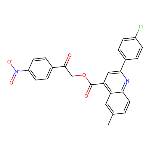 2-(4-Nitrophenyl)-2-oxoethyl 2-(4-chlorophenyl)-6-methylquinoline-4-carboxylate structure