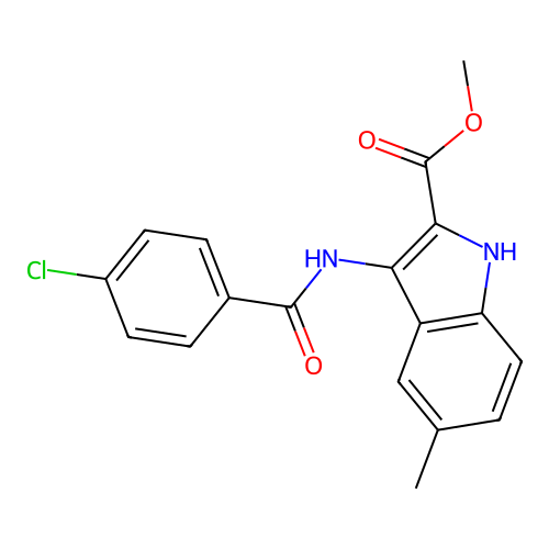 methyl 3-{[(4-chlorophenyl)carbonyl]amino}-5-methyl-1H-indole-2-carboxylate structure